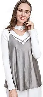[CNPRAZ] Radiation Protection Maternity Dress V-Neck, Silver Fiber Pregnant Women Lace Apron, Electromagnetic Wave EMF Protective Clothing,A,L