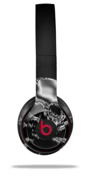 Skin Wrap for Beats Solo Wireless 2 3 4 Chrome Skull on Black SKIN ONLY