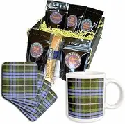 3dRose cgb_113035_1 Blue and Green Tartan Pattern with Black and Grey Gray-Plaid Checks Checkered Scottish Scotland-Coffee Gift Basket, Multicolor