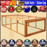 Rabbit Hutch Chicken Coop Wooden Cage Wire Mesh Large Hen Chook Run House i.Pet