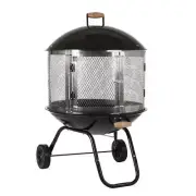 28" Portable Porcelain Enamel Guard Screen Outdoor Wood Burning Steel Fire Pit