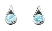 Blue Topaz Stud Earrings Sterling Silver Studs 925 Hallmark