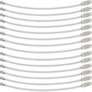 AMUU Keychain Silver,Keychain Loop 14 Pack 6.3 Inches Stainless Steel Wire Ring 2mm Cable Rings for Hanging Luggage Tag Keyrings ID Tag Keepers
