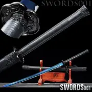 44 inch full black Japanese samurai Sword Katana noble blue blade double bo-hi