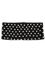 Lele Sadoughi Black Faux Pearl-embellished Ribbed Headband ONE SIZE