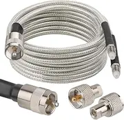 MOOKEERF Dual CB Antenna Coax Cable 15FT,Low Loss RG8X Stranded Core CB Coax Cable with PL-259 and FME/PL259 Male Connector - 15 Foot