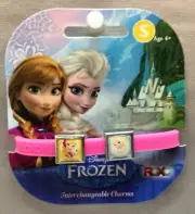 Disney Frozen Interchangeable 2 Charm ROXO Silicone Bracelet ~Anna & Elsa!!