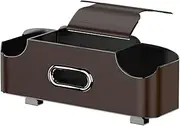 Car Backseat Organizer Storage Box Travel Accessories 3-in-1 With Hook For Drink Cup, Tissue Box, Phone Holder(Brown)
