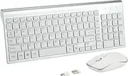 Wireless Keyboard and Mouse Combo with USB C & USB A Receiver-Full Size Type c Keyboard and Mouse (Silver)