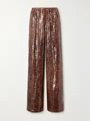 [Dries Van Noten] Dries Van Noten - Sequined Crepe Wide-leg Pants - Brown - FR 38 FR 38 Brown