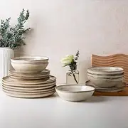 [AmorArc] Ceramic Dinnerware Sets,Handmade Reactive Glaze Plates and Bowls Set,Highly Chip and Crack Resistant | Dishwasher & Microwave Safe,Service for 8 (24pc), ADW007