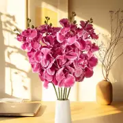 6 PCS Artificial Orchid Stems 33.5" Tall 9 Large Petals Fake Fuchsia Phalaenopsi