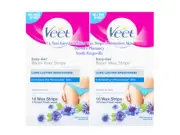2 x Veet Easy-Gel Bikini Wax Strips for Sensitive Skin - 16 Strips + 3 Wipes