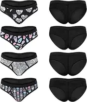 [LittleForBig] Women's Ladies Soft Mesh Underwear Comfortable Hipster Briefs 4 Pack Panties Set Goth Babe