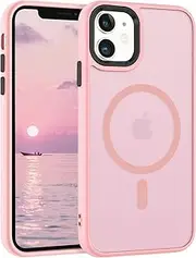 ROUMAYMAY for iPhone 11 Case, Magnetic Case [Compatible with MagSafe] Military Grade Protective Slim Translucent Matte Skin Smooth Phone Case for iPhone 11 Cover, Pink