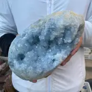 17.2lbLarge Natural Blue Celestite Crystal Geode Quartz Cluster Mineral Specimen