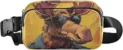 [XYMZR] Wild Moose Jacket Sunglasses Fanny Pack Hip Bag Belt Bag for Women Man Fashion Waist Pack Water-repellent Crossbody Bag for Halloween Costumes Running Hiking Jogging Travel Sport, Multi-colored