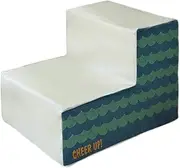 Qianly Dog Stairs Dog Ramp Portable Pet Supplies Puppy Stairs 2 Step Detachable Cover Multipurpose for Small Dogs Cats, Green Ripples