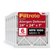 24x24x1 AC Furnace Air Filter, MERV 11, MPR 1000, Micro Allergen Defense, 3-M...