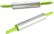 CIYODO 2pcs Stainless Steel Rolling Pin with Plastic Handles Non Stick Dough Roller for Pastry Cookie Pizza Bread Heat Resistant Kitchen Tool for Easy Use Random Color