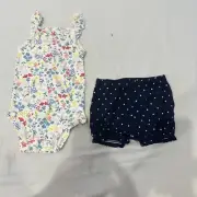 Carters 2Pc 9 Mo One-Zee Bloomers Summer Polka Dot Flowers Infant Gift