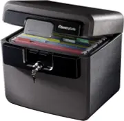 Fireproof and Waterproof Safe File Folder and Document Box with Key Lock Black