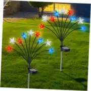 4th of July Decorations Solar Garden Lights, Fourth of 2 Pack Transparent Star