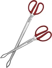 2Pcs Garbage Tongs Long Curved Scissor Up Tools for Outdoor Cleaning for Catching EEL Crab Mud Fish and Trash Collection Lengths