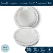 Corelle Country Cottage 6.75" Appetizer Plates, Vitrelle Glass (Pack of 4)