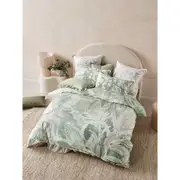 Linen House Esperance Leaf Cotton Quilt Cover with Pillowcases Set Green