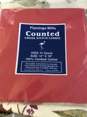 Flamingo Mills Aida 14 Count Cross Stitch Fabric In Red