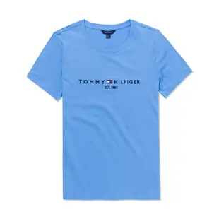 TOMMY 熱銷刺繡1985文字Logo圖案短袖T恤(女)-藍色
