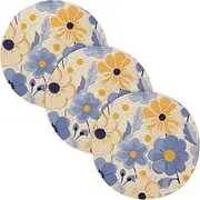 3 Pcs Large Trivet for Hot Pots and Pans 15in Cotton Thread Weave Absorb Water Pot Pads for Crock Pot Kitchen Countertop Protector Yellow-Purple Flowers