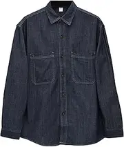 [Generic] Men's Flex Denim Long Sleeve Shirt Men Button Down Jean Coat with Pocket Big & Tall Denim Jacket