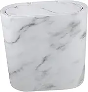 MAGICLULU Slim Marble Trash Can with Lid Plastic Trash Can Bathroom Wastebasket Garbage Can Office Recycle Bin Narrow Wastebasket for Kitchen Bathroom Bedroom