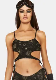 [Club Exx] Cosmic Alchemist Mesh Crop Top