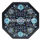 Black Marble Coffee Table Top Turquoise with Paua Shell Inlay Hallway Table