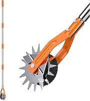 Wheel Rotary Edger, Sidewalk Manual Lawn Edger, Stainless Steel Handle, Adjustable Height -66.7Inch,Orange
