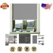 38"W x 72"H Grey Blackout Shades - Modern Cordless Roller Blinds with Insulation