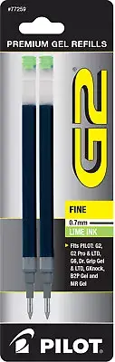 77259 Pilot G2 Gel Rollerball Pen Refill, Fine 0.7mm, Lime Ink, 6 Packs of 2
