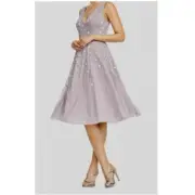 Aidan Mattox Womens 8 Moonstone Purple Beaded Mini Cocktail Dress NWT BZ85