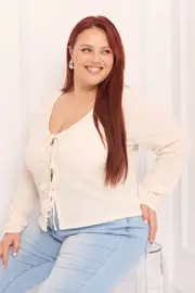 White Tie Front Top Long Sleeve