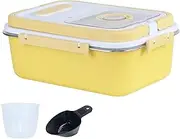 Qiveno Airtight Rice Storage Container Bin 15lb, Stainless Steel Food Storage Containers with Measuring Cup,Spoon Kitchen and Pantry Canister for Rice, Flour, Sugar, and Baking Supplies(Yellow)