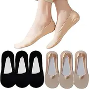 [Ynkkvre] 6 Pairs No Show Socks for Women, Ultra Low Cut Liner Socks Non Slip Invisible Socks, Breathable Low Cut Liner Ankle Socks Casual Socks, Ladies Trainer Sneaker Socks for Loafer Flats Boat Shoes, Black,