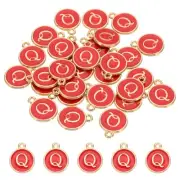 Letter Charm, 30 Pcs Capital Initial Alphabet Q Letter Charm for Bracelet, Red