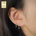 14K REAL Solid Gold Chain Ear Piercing Cartilage Daith Helix Internal Thread 18G