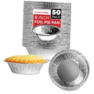 Aluminum Foil Pie Pans (50 Count) - Disposable & Recyclable 5 Inch 50 Pack