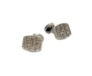 $425 NIB Men's Ermenegildo Zegna Silvertone Textured Whale Back Steel Cufflinks