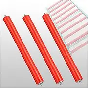 Conveyor Roller, Durable Urethane Conveyor Rollers Diameter 70mm 60mm 50mm 35mm, 3 Pack Stainless Steel Transmission Replacement Part Galvanized End, Red(Set of 3 D-2.4"/60mm,L-390MM/15.4")