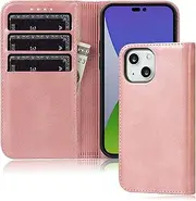 iPhone 15 Plus Flip Wallet Case FROLAN Premium PU Leather with Credit Card Holder Slot Drop Protection Shockproof Cover 6.7 Inch(Rose Gold)